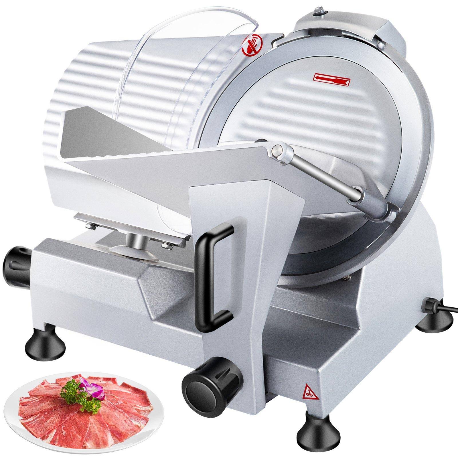 Front. Glintex - Commercial Meat Slicer 320W 12 Inch Carbon Steel Blade 0-0.6 Inch Adjustable Cutters & Slicers for Kitchen.