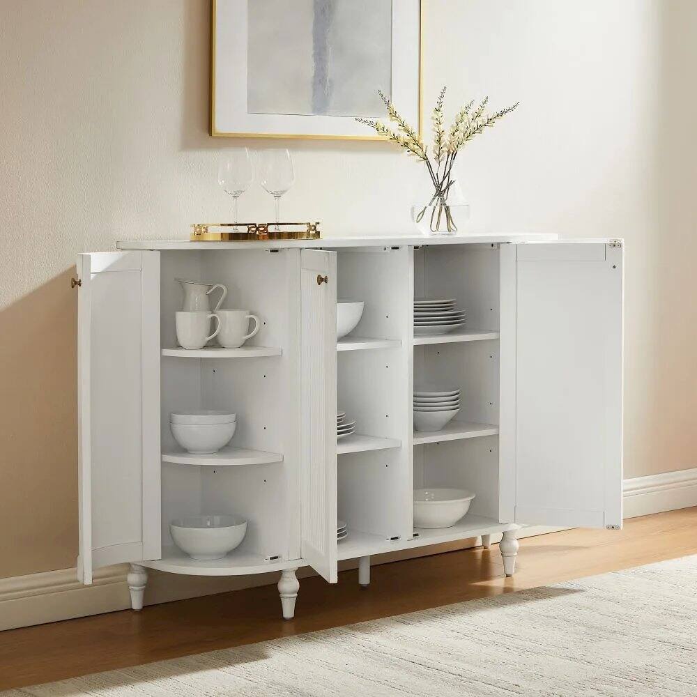 Alt View 6. Crosley Furniture - Monique Curved Sideboard - Distressed White.