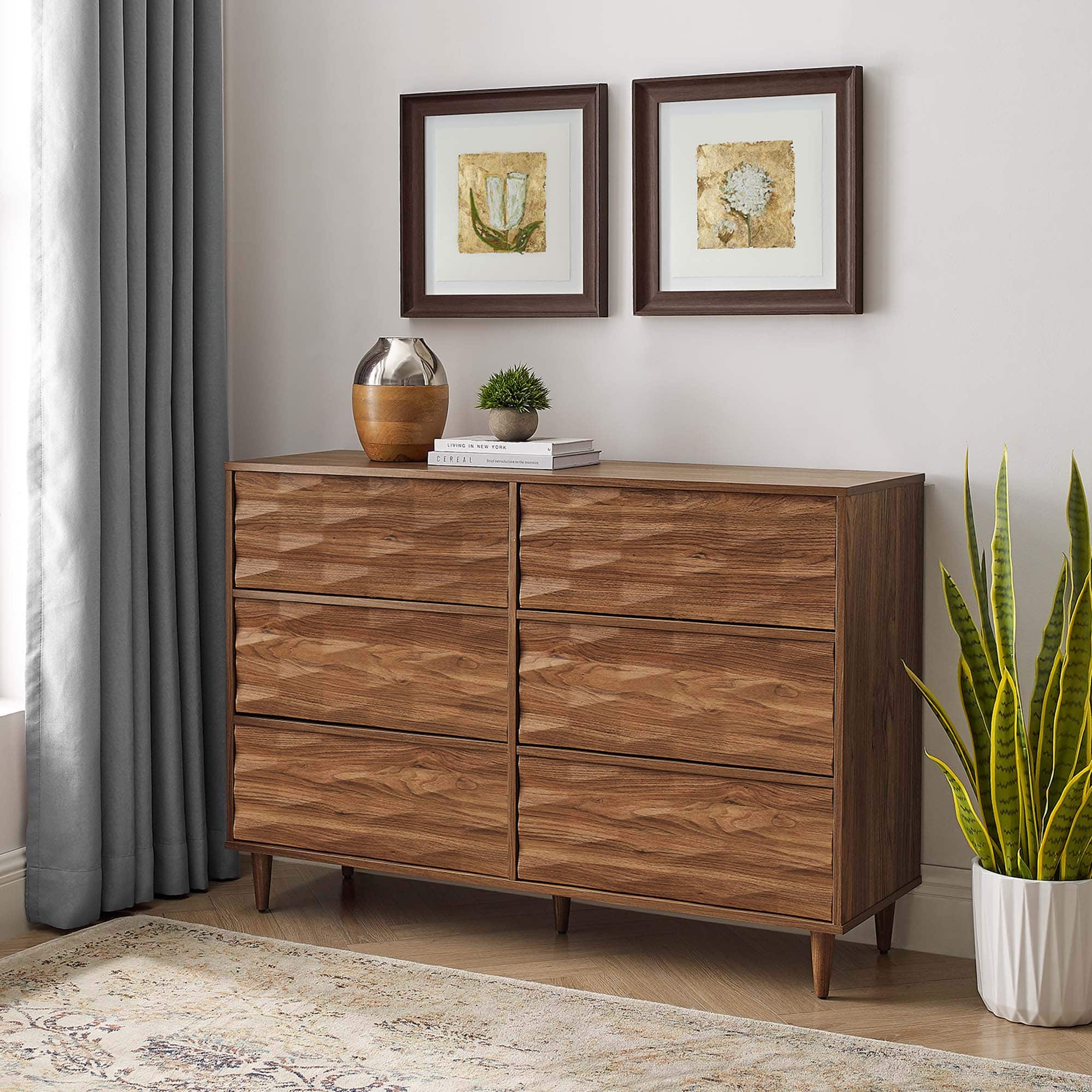 Vespera 6-Drawer Dresser by Modway - Walnut