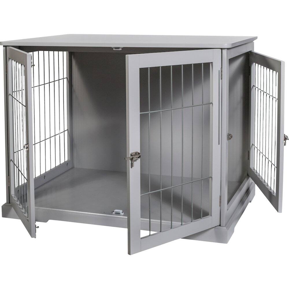 Alt View 2. TRIXIE - 32.7" Dog Crate, Wooden Indoor Kennel Furniture for Dogs Up to 50 lb - Gray.
