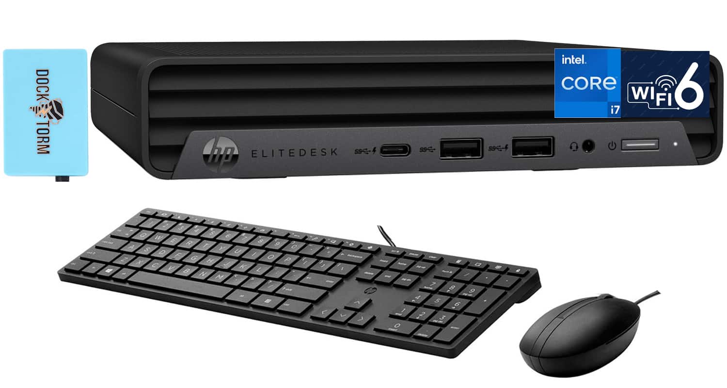 HP - EliteDesk 800 G6 Mini Desktop (Intel i7-10700T vPro, 8GB DDR4, 256GB PCIe SSD, Win 11 Pro) w/USB Hub - Black