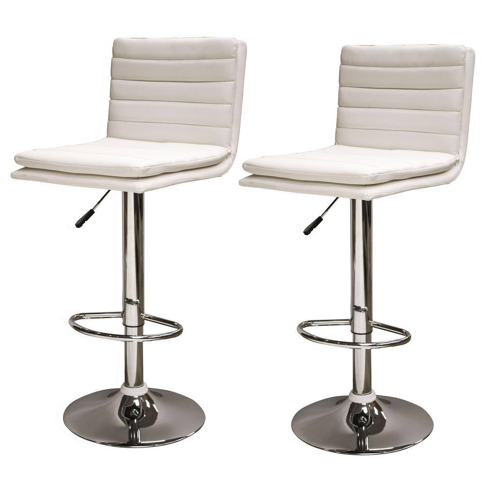 Angle. AmeriHome - Modern Ripple Back Adjustable Bar Stool - 2 Piece - White.