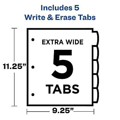 Includes 5 Write & Erase Tabs  
EXTRA WIDE  
5 TABS  
11.25"  
9.25"