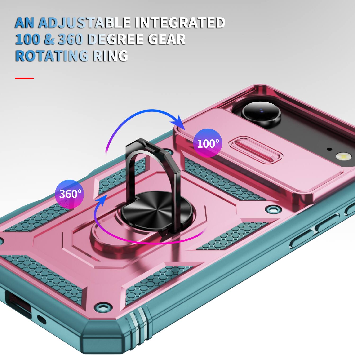 AN ADJUSTABLE INTEGRATED 100 & 360 DEGREE GEAR ROTATING RING