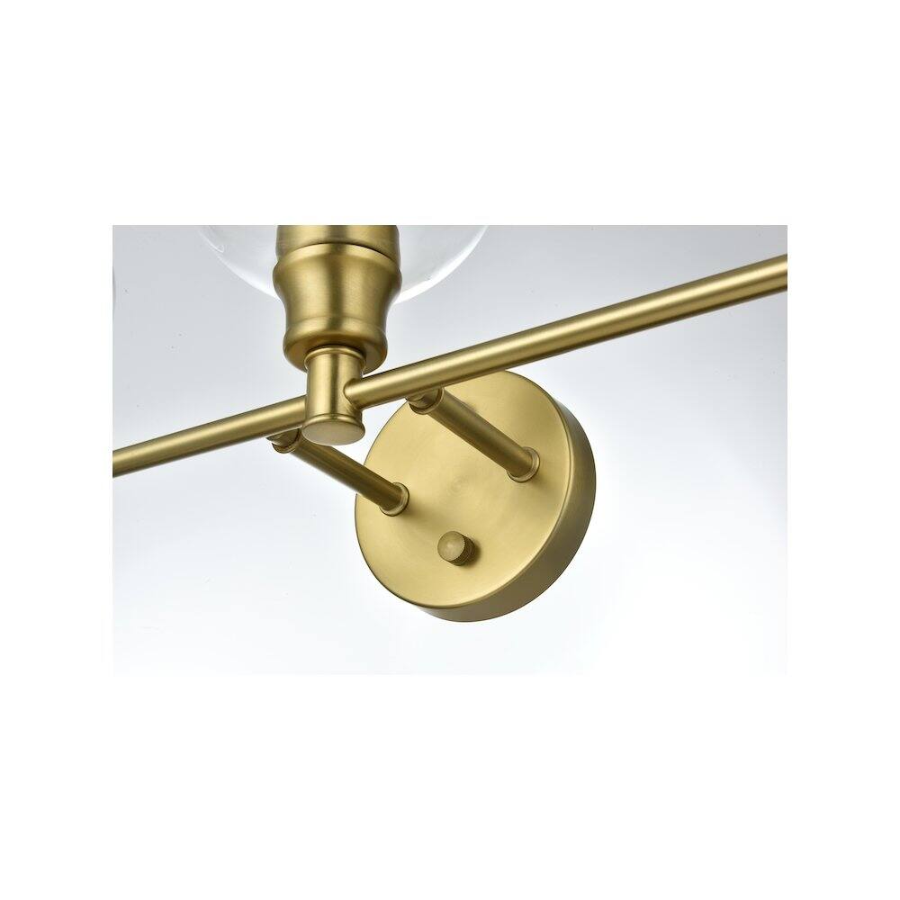Alt View 2. Living District - Collier 5 Light Satin Gold and Clear Glass Wall Sconce - Satin Gold.