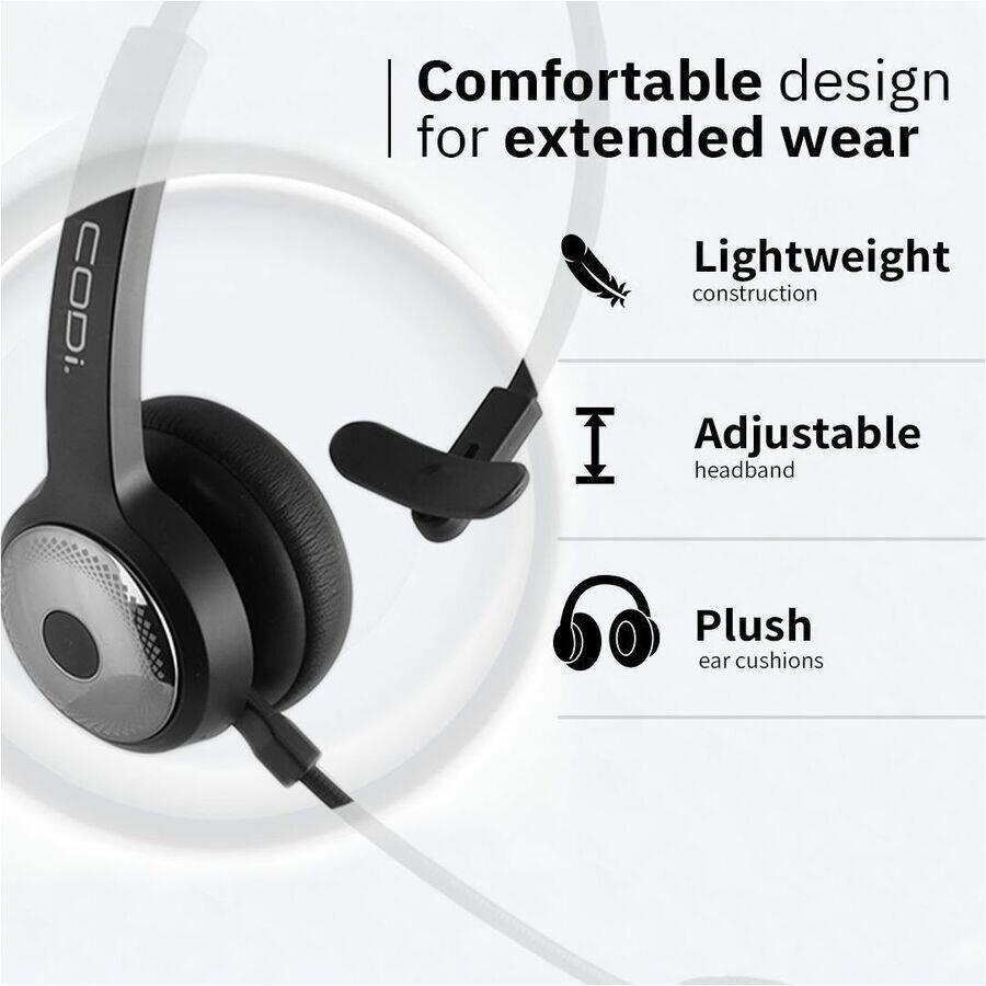 - Comfortable design for extended wear
- Lightweight construction
- Adjustable headband
- Plush ear cushions