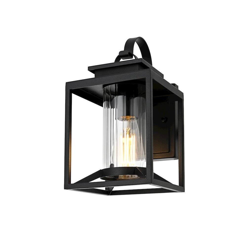 Left. Elegant Lighting - Witte 7 inch Outdoor Pendant in Black - Black.