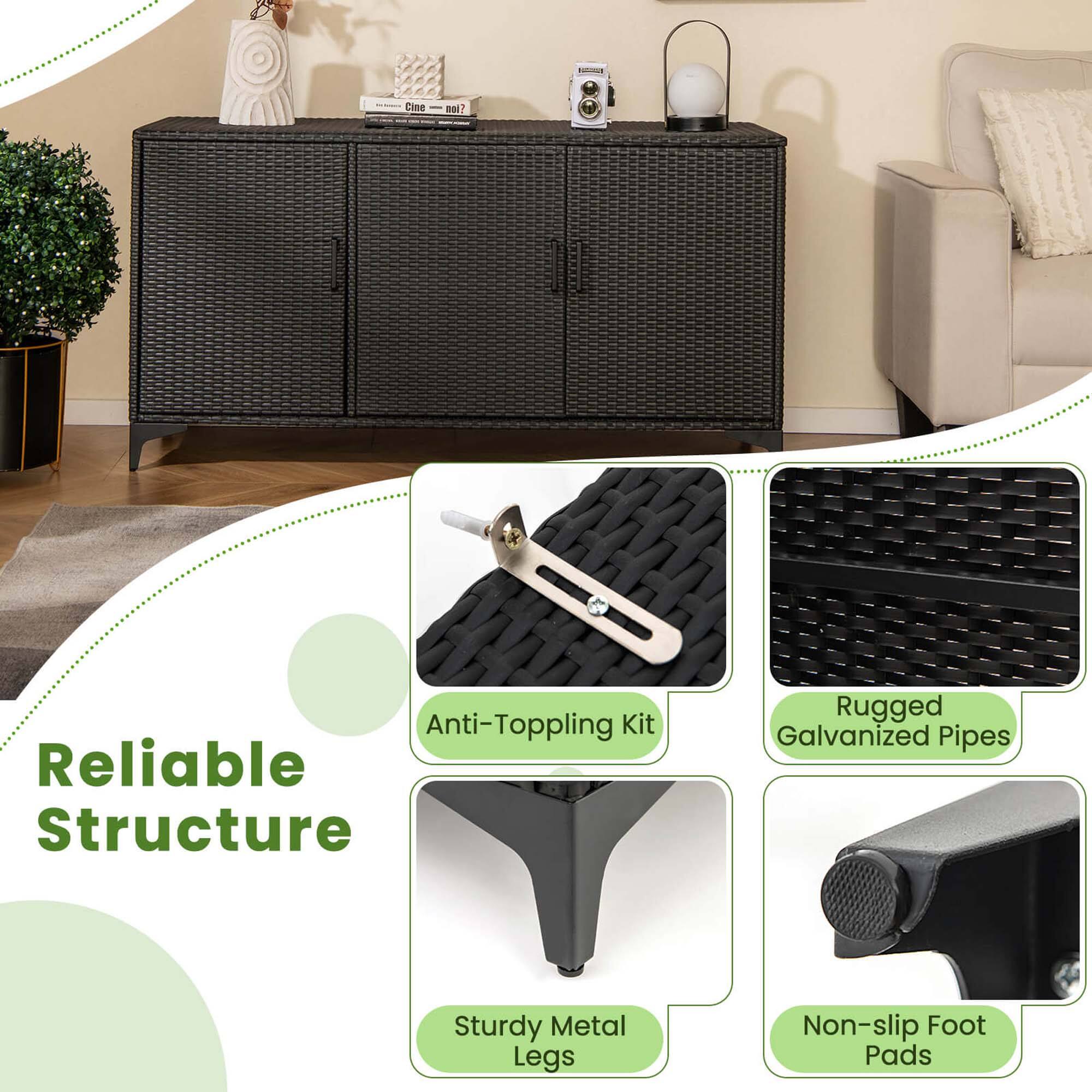 Reliable Structure: Anti-Toppling Kit, Rugged Galvanized Pipes, Sturdy Metal Legs, Non-slip Foot Pads