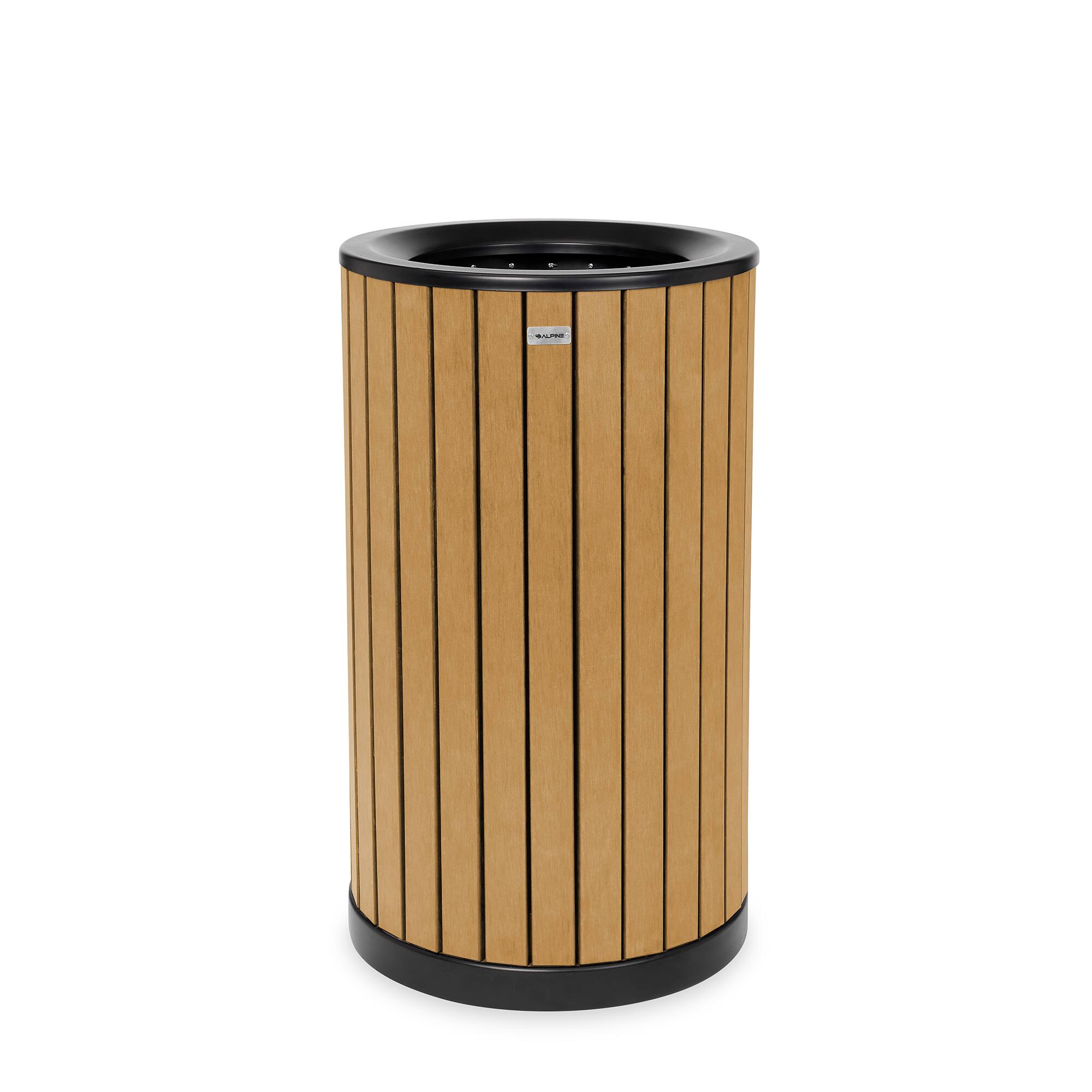 Front. Alpine Industries - 32 Gallon Outdoor Trash Can with Slatted Panels - Cedar.
