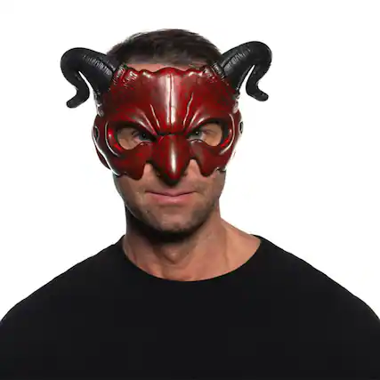 Front. Underwraps - Devil Adjustable Foam Adult Costume Half Mask - Multi-Colored.