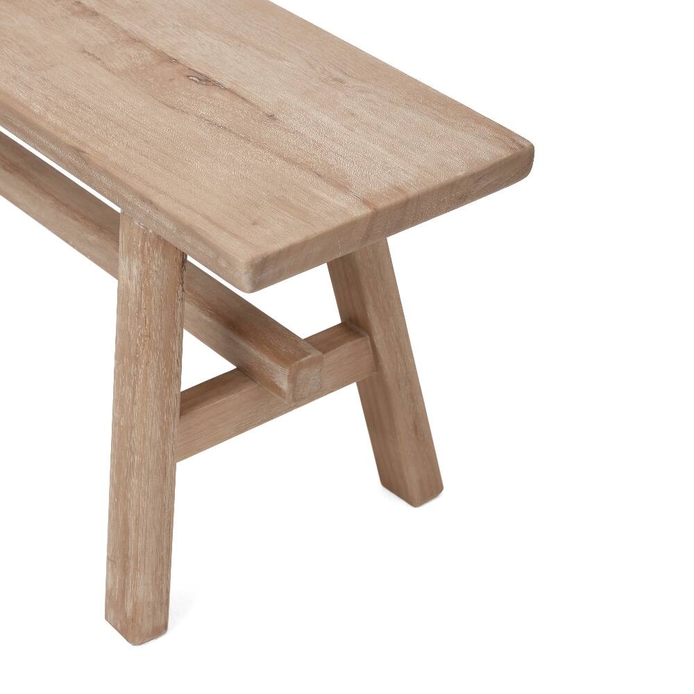 Alt View 4. Ropilly - Ropilly 55 Inch Farmhouse Wood Bench Solid Wood Dining Bench Rustic Entryway Bench Rubber Wood Indoor Bench Seat - Natural Wood.
