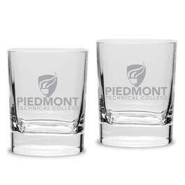 Jardine - Piedmont Technical College 11.75oz. Two-Piece Luigi Bormioli Square Double Old Fashion Glass Set - Multicolor