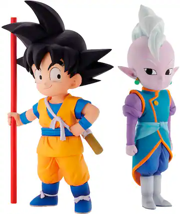 Front. Bandai - 4.7" Son Goku (Mini) and 4.3" Kai (Mini) - Dragon Ball Daima - Masterlise Ichibansho Figures.