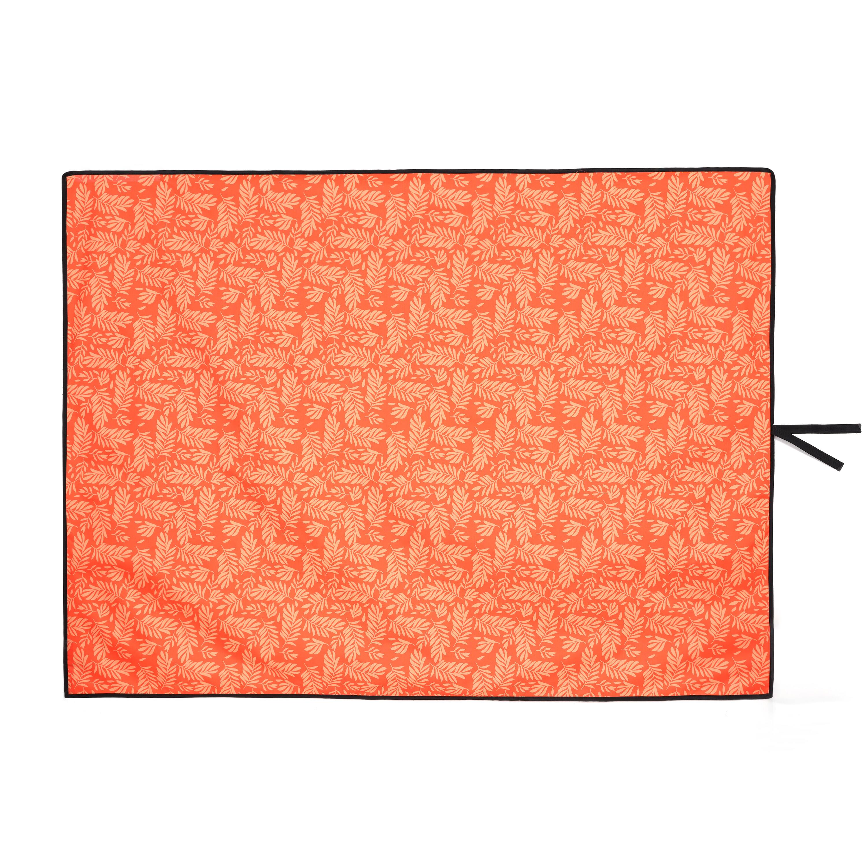 Back. Mondawe - 480lbs Heavy-Duty Folding Wagon Utility Carts w/ Picnic Mat, All-Terrain Wheels, Brakes & Pockets - Orange.