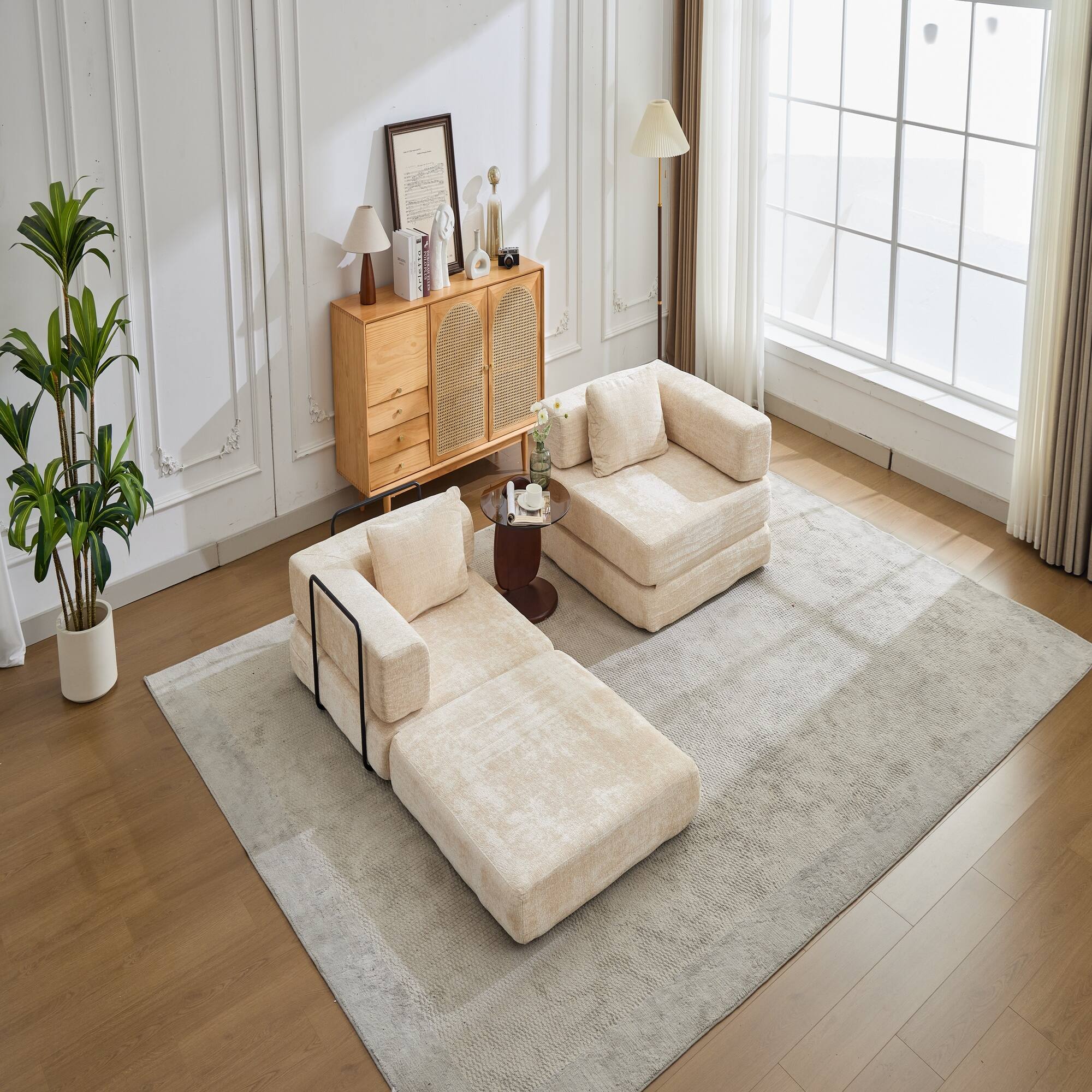 Left. Boyel Living - Compressed Memory Foam Loveseat Sofa Bed - Beige.