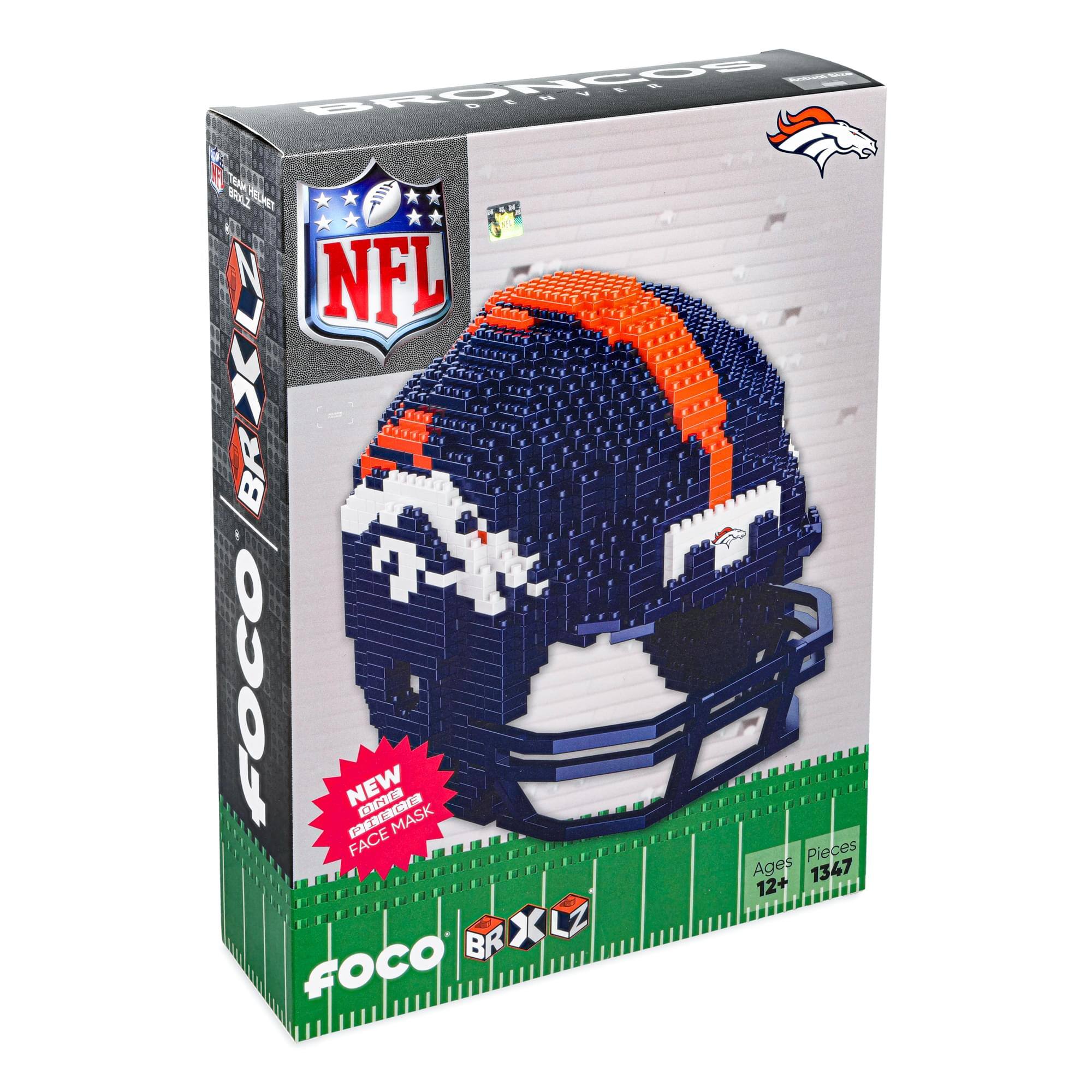 Actual Size BRONCOS ENVER TEAK HELNFT NFL BRJELZ FOCO NEW FACE PIECE P/ ONE MASK E X LZ Ages 12+ Pieces 1347 FOCO BR