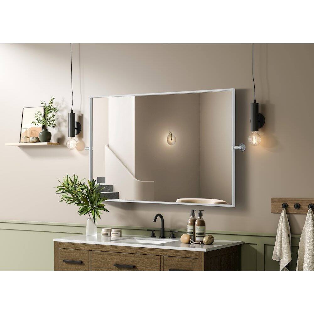 Alt View 9. Elegant Kitchen and Bath - Amoura 48X30 Pivot Mirror In Silver - Silver.