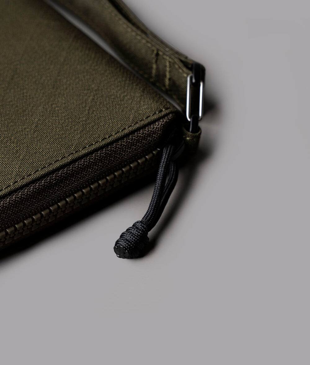 Alt View 7. ALPAKA - RFID Zip Passport Wallet with Boarding Pass Pocket, 7 Card Slots, Magnetic Flaps, Detachable Hand Strap - Army Green Axogrid 300D.