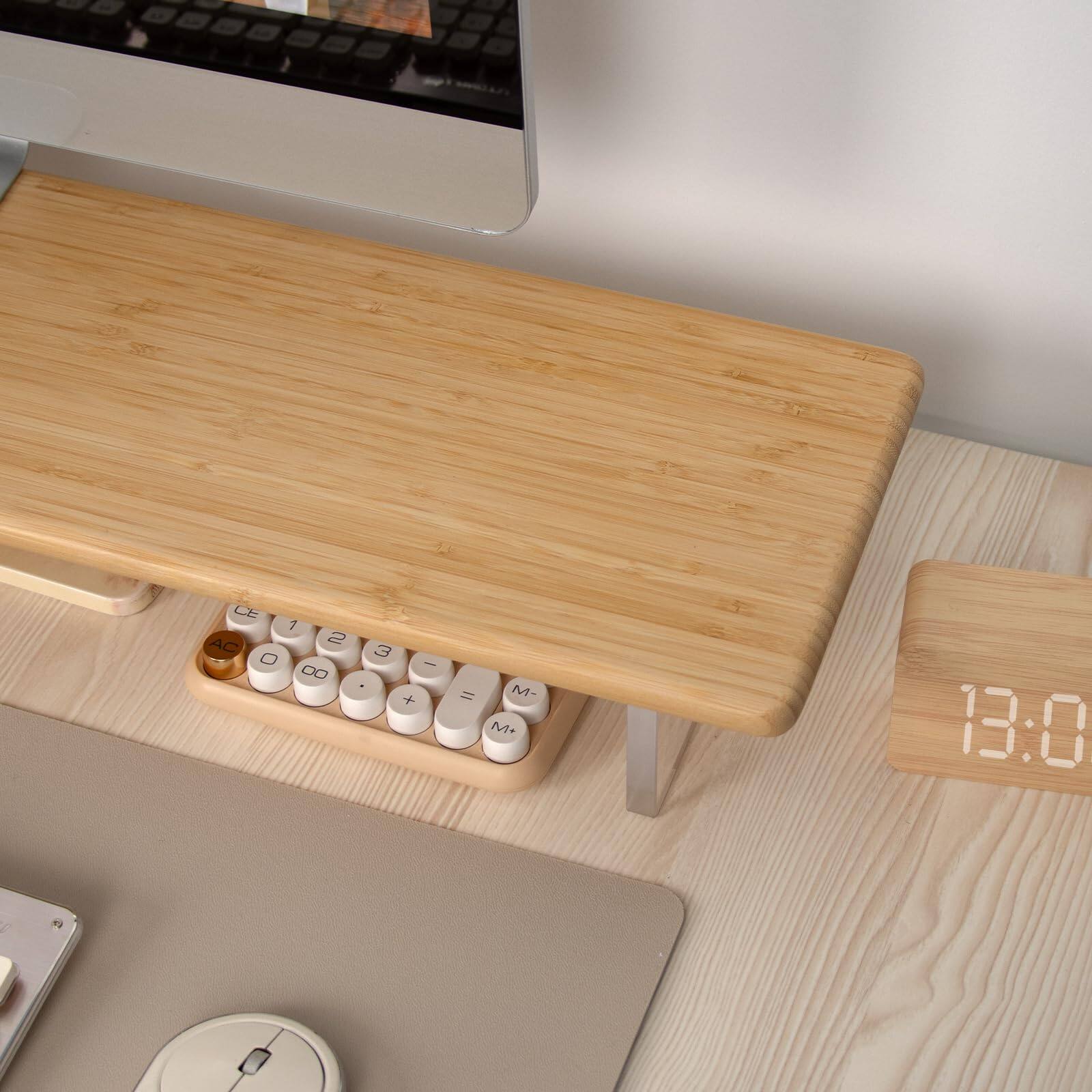 Alt View 3. Cedar Assembly - Monitor Stand Riser With For Desk 31. Desktop Shelf Supports Pc Computer Laptops Printer Speakers (natural) - Brown.