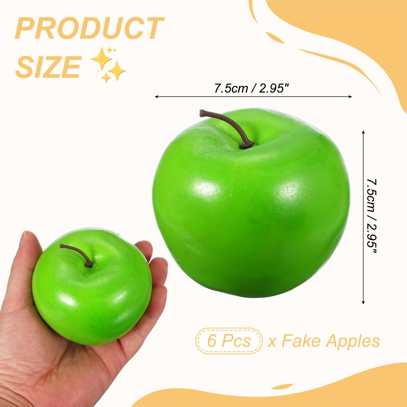 PRODUCT SIZE  
7.5cm / 2.95"  
6 Pcs x Fake Apples