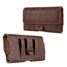 LUXMO - Extra Large Horizontal Universal Leather Phone Holster - Brown