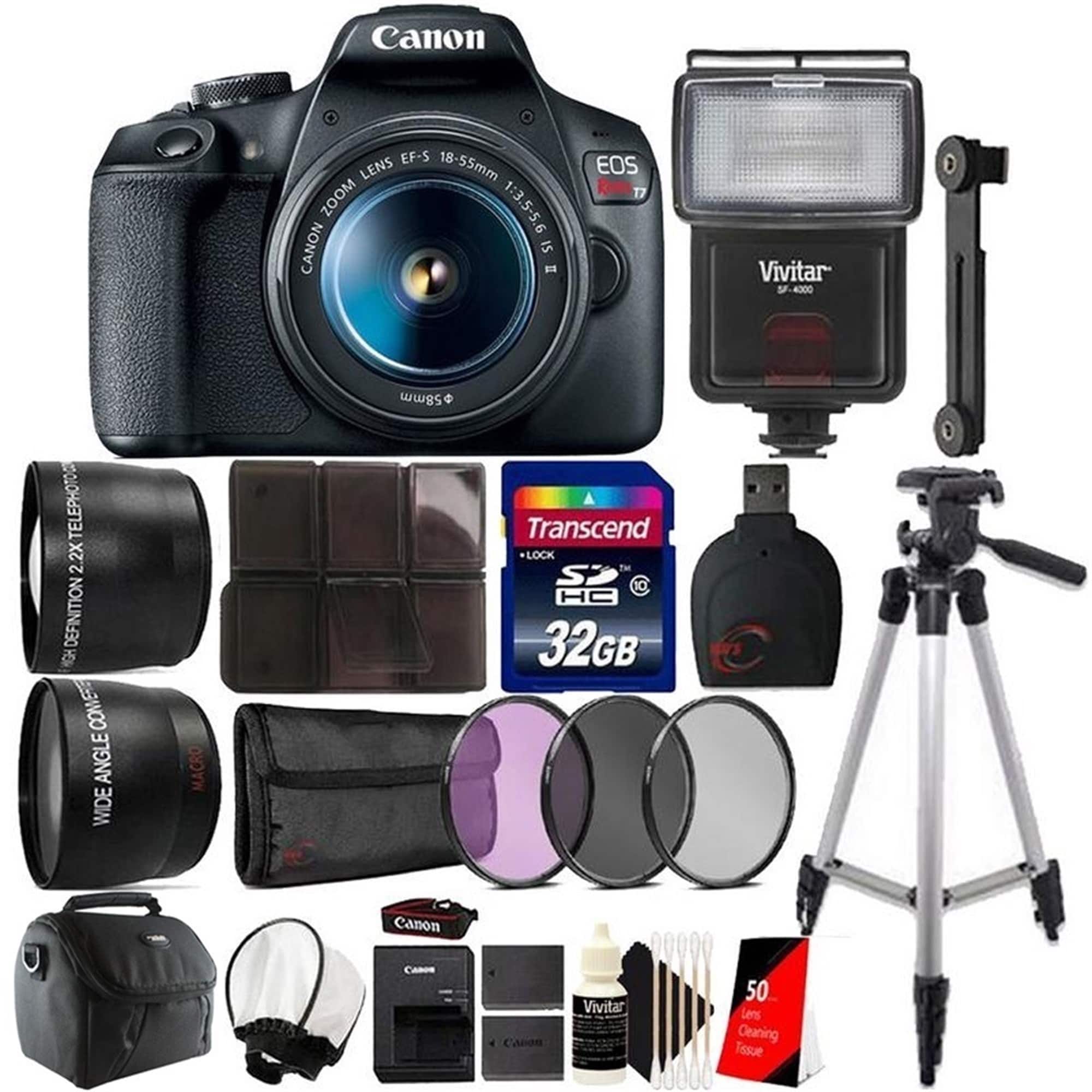Canon - EOS Rebel T7 DSLR Camera + 18-55mm Lens + 58mm Accessory Kit