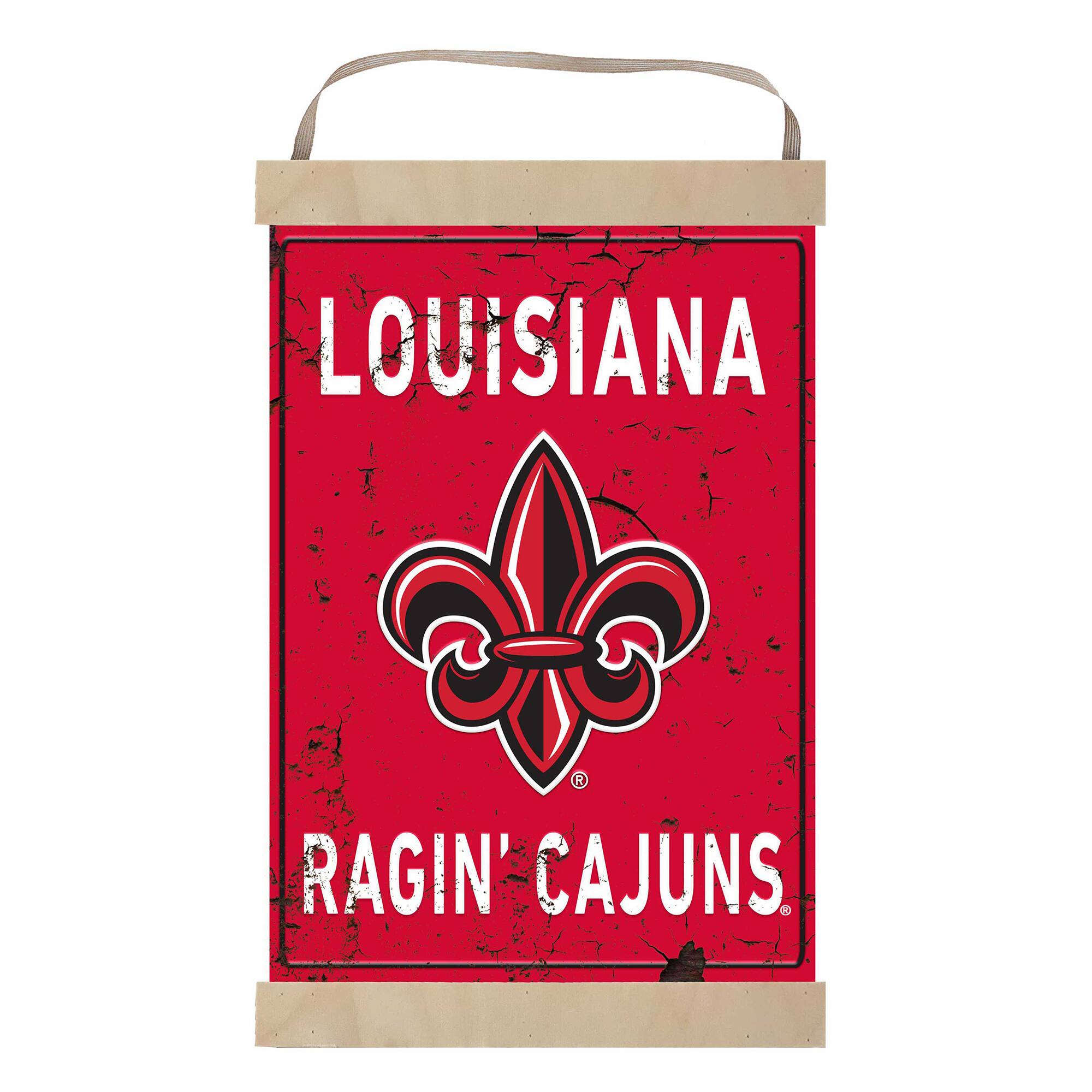 Louisiana Ragin' Cajuns Faux Rust Banner Sign