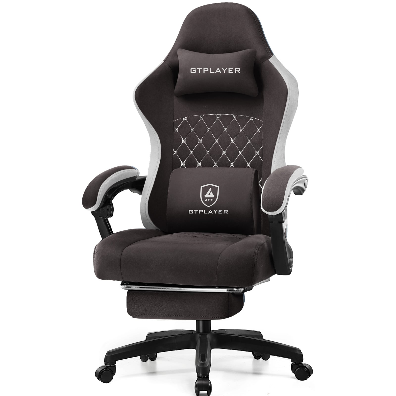 GTPlayer - Ergonomic Gaming Chair with Linkage Armrests Computer Office Chair High Back Task Chair with Footrest - Brown