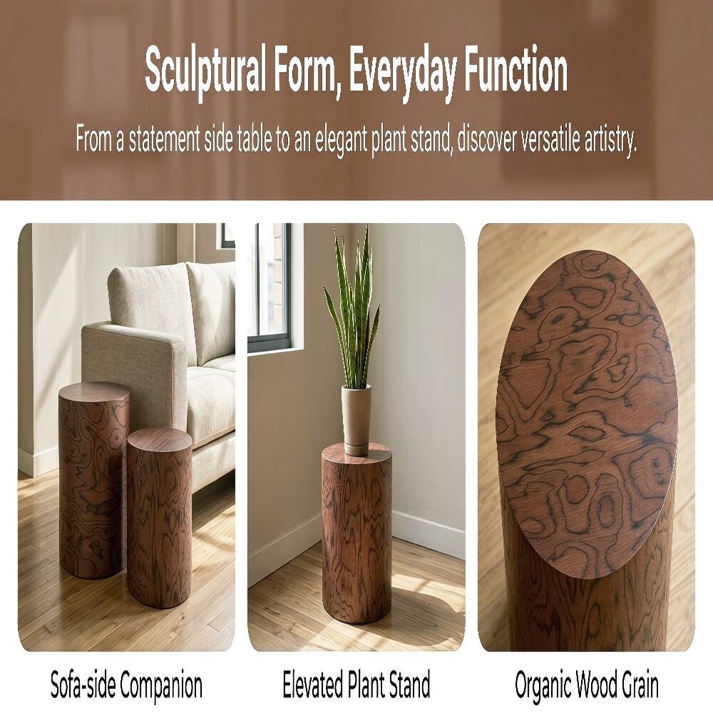 Sculptural Form, Everyday Function

From a statement side table to an elegant plant stand, discover versatile artistry.

Sofa-side Companion
Elevated Plant Stand
Organic Wood Grain
