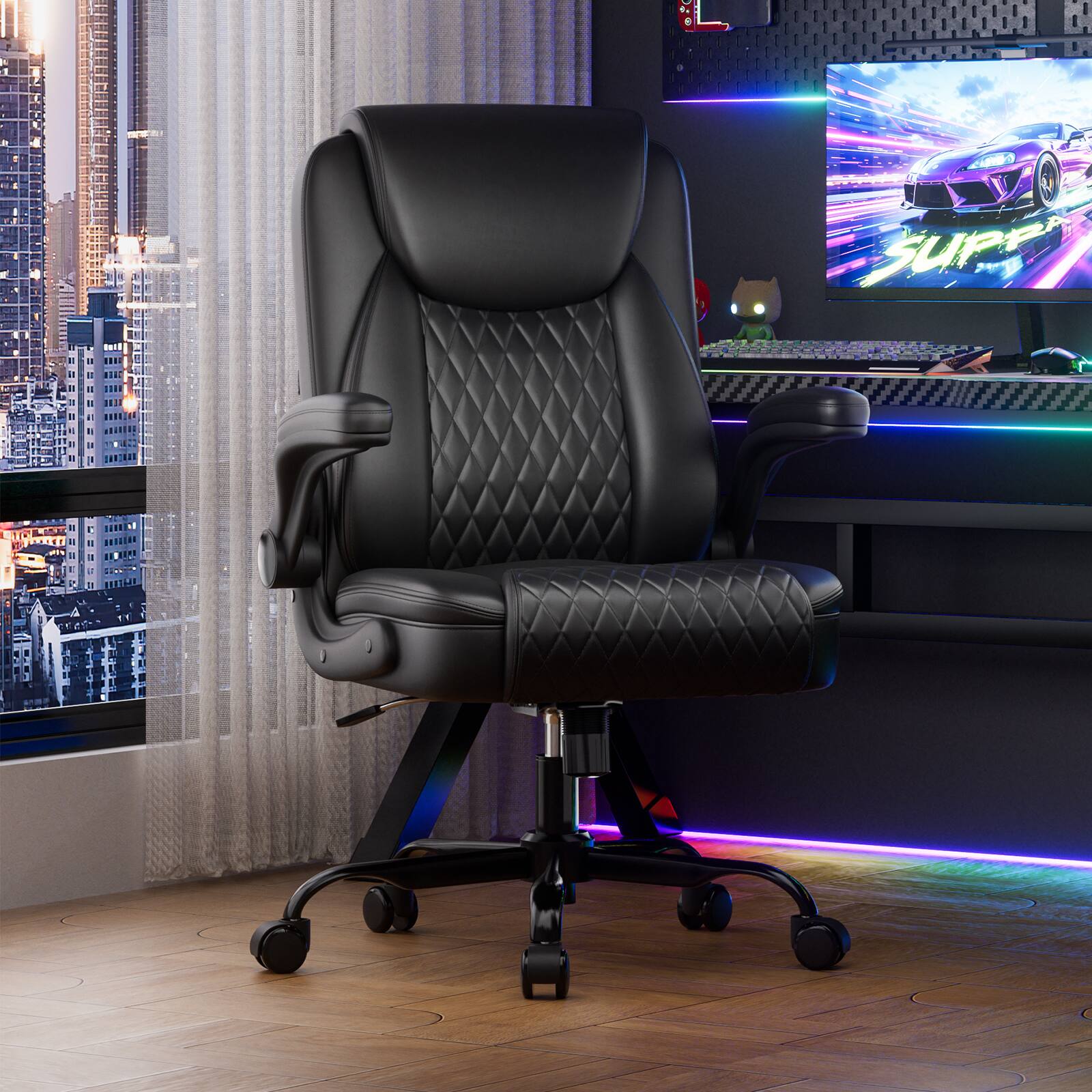 Alt View 6. CloudRest Pro - Ergonomic Office Chair Swivel Tilt Gaming Chair with Lumbar Support Computer Chair,Black - Black.
