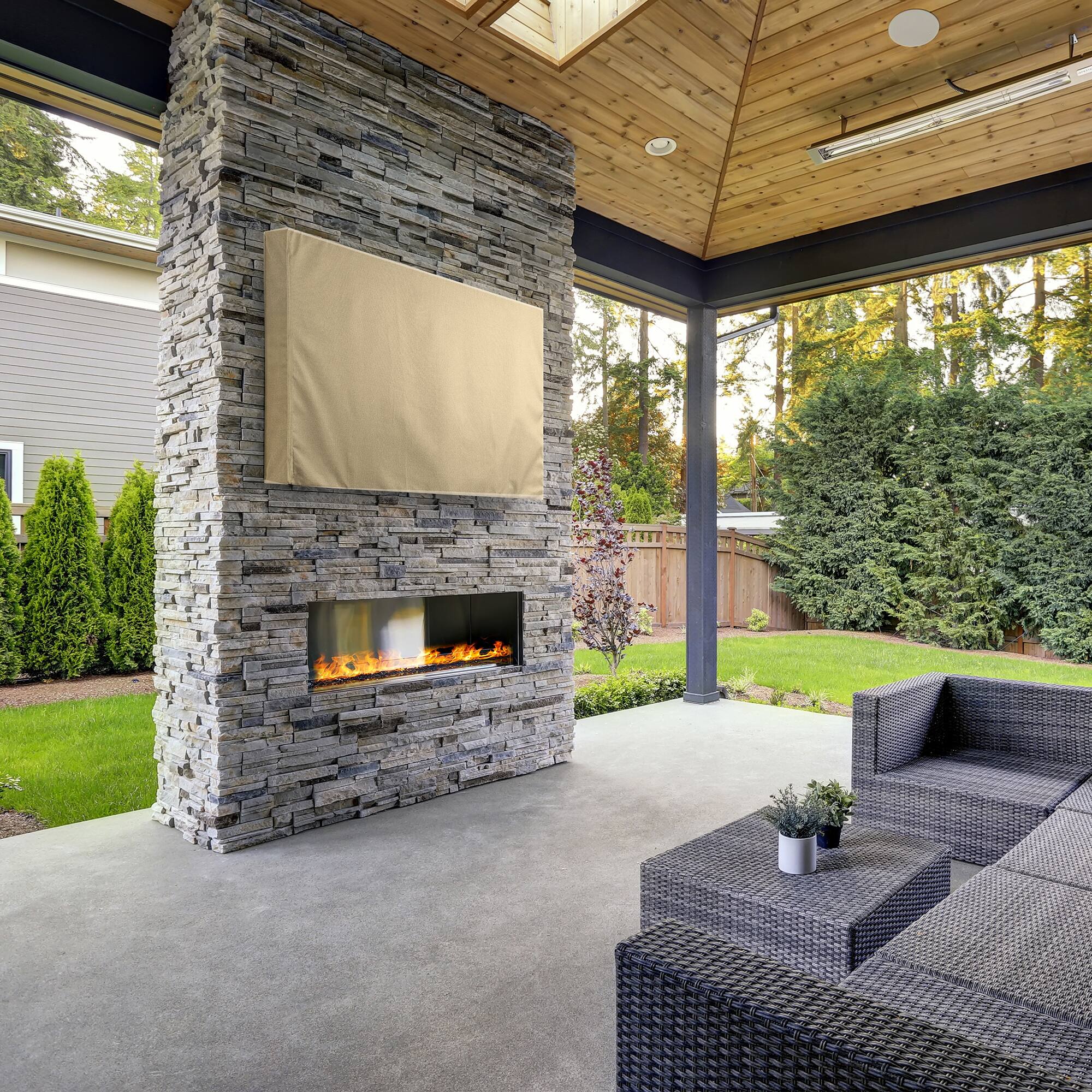 Angle. KHOMO GEAR - Outdoor TV Cover 65" x 70" – Weatherproof Protector for Flat Screen TVs - Brown.