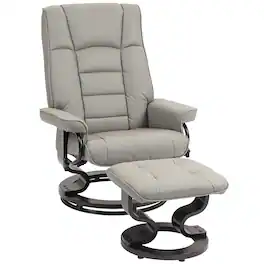 Homcom - Leather Reclining Chair with Ottoman - Gray