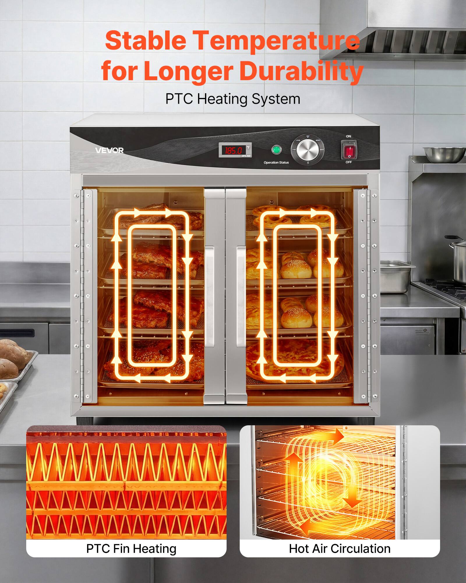 VEVOR Electric Hot Box Food Warmer, 4 Tier Commercial Warming Cabinet ...