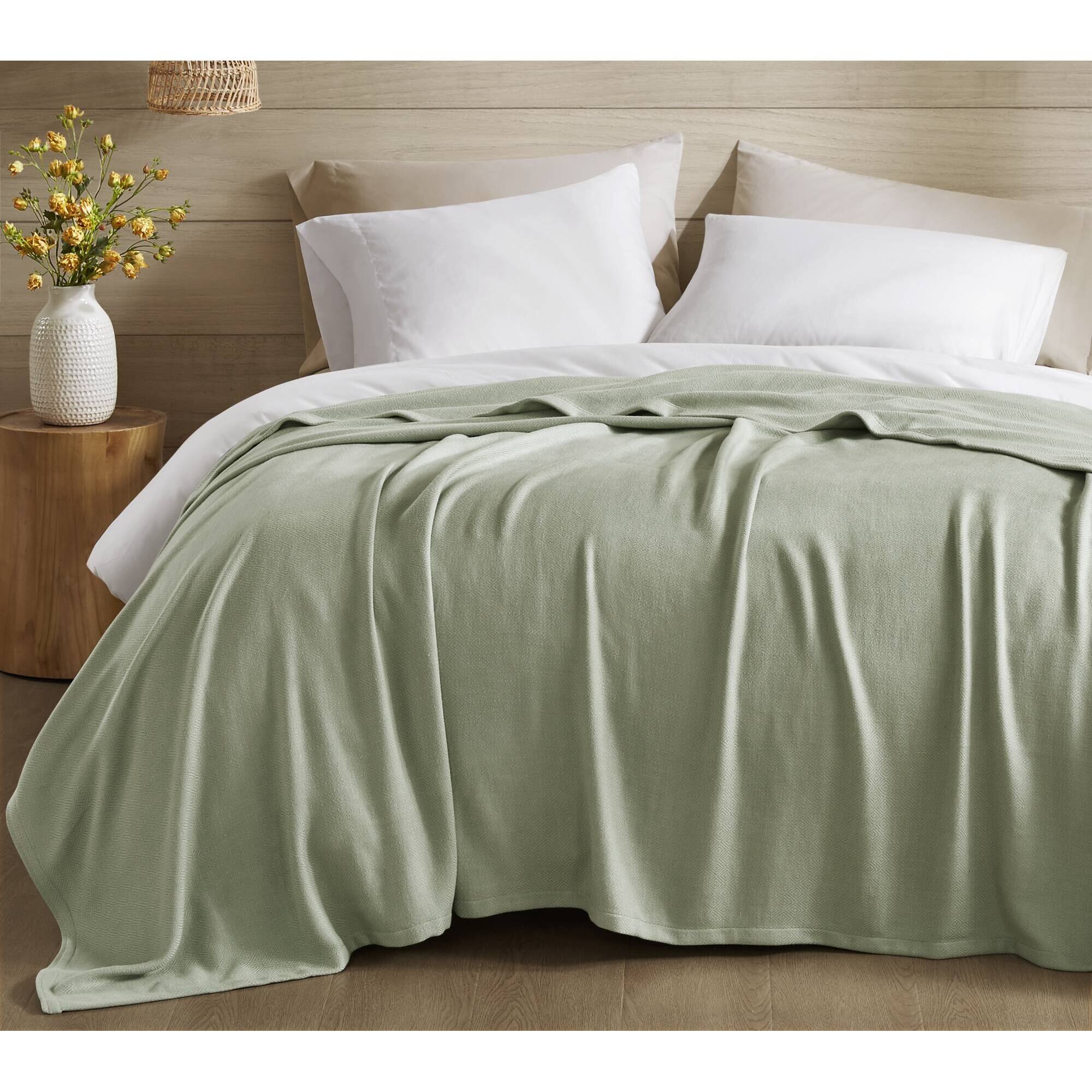 Front. Gracie Mills - Gracie Mills Kaelith Bamboo Cotton Rayon Blanket Textured - Sage Green.