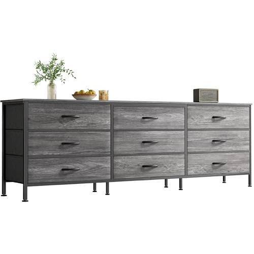 Grey-13.8"D x 63"W x 26.8"H (9 Drawers)