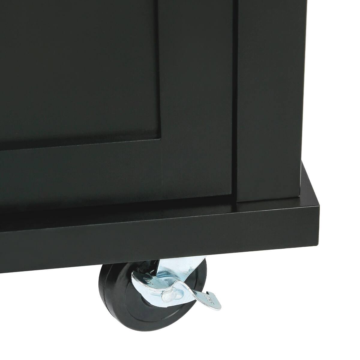 Alt View 3. Loheer - Loheer Black Kitchen Island with Drop Leaf and 3 Drawers - Black.