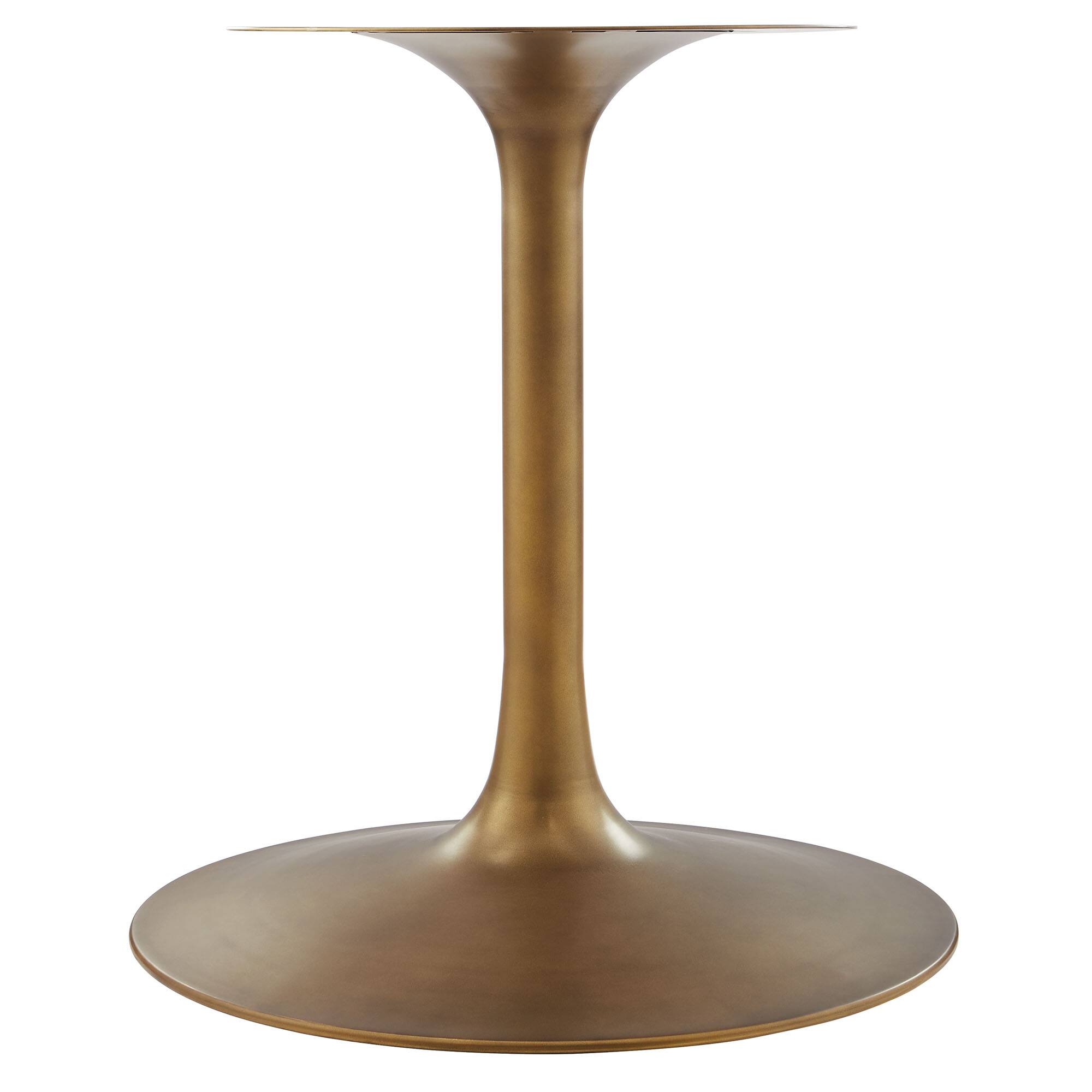 Alt View 4. Modway - Lippa 48" Round Pedestal Solid Wood Dining Table by Modway - Brass Walnut.