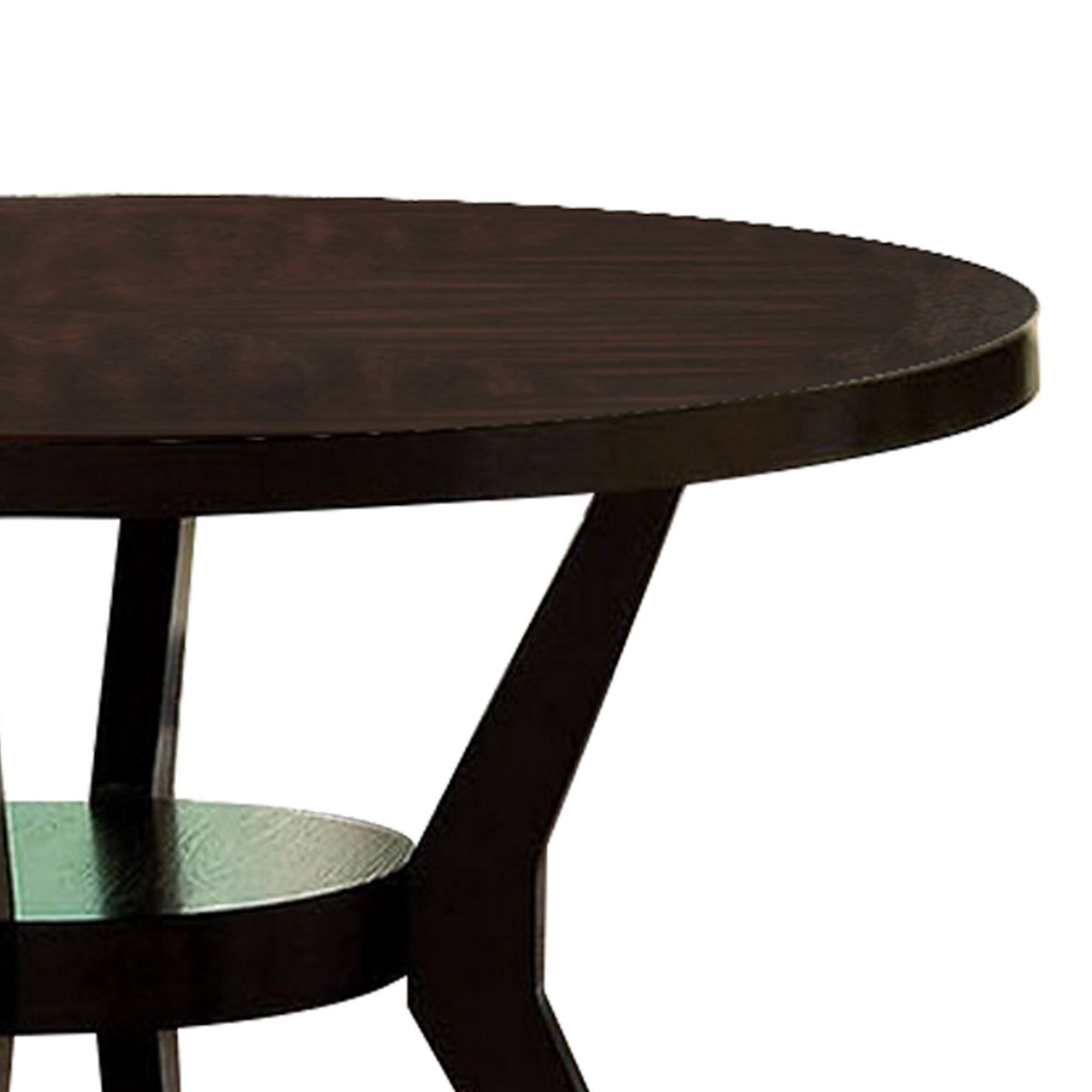 Alt View 3. Manhattan Lane - 48" Modern Round Dining Table with Bottom Shelf, Brown - Brown.