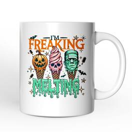 OrnamentallyYou - I’m Melting Frankenstein Mug, Funny Ice Cream Halloween Gift - White