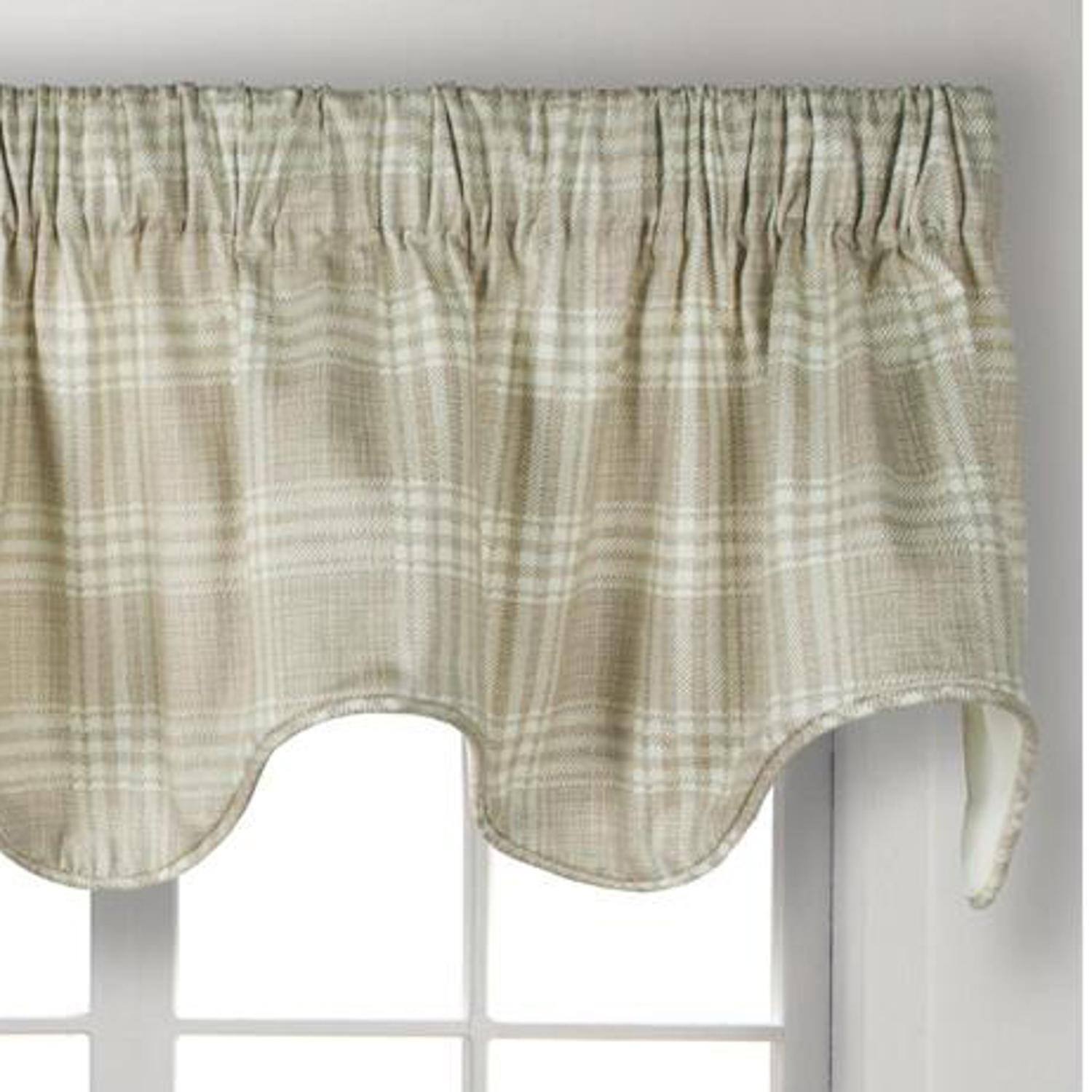 Angle. Ellis Curtain - Ellis Curtain Light Blocking Cool Adjustable Bartlett Lined Scallop Window Valance - 70x17" Natural - Natural.