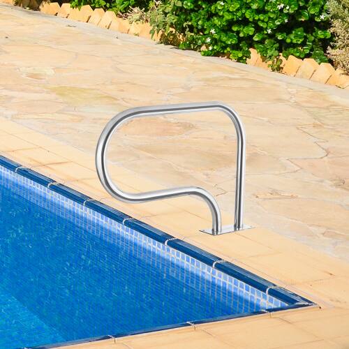 Alt View 3. Winado - Swimming Pool Hand Rail, Stainless Steel 3-Bend Pool Stair Dual Pool Handrails for In/Outdoor Inground Swimming Pool - Stainless Steel.