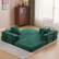 Alt View 6. Trinkets Crazed - Convertible Floor Sofa Bed with Fixed-Shape Frame, Corduroy Boneless Sofa Folding Mattress Couch with Armrest - dark green.