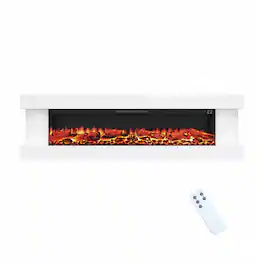 Mondawe - 72" Stylish 3-Sided Electric Fireplace with Suspended LED Light Mantel and Remote Control - White