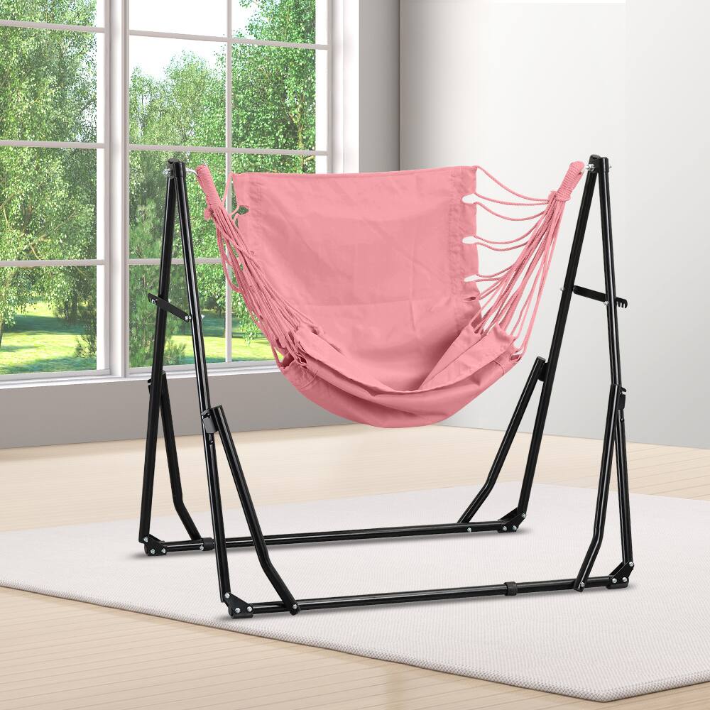 Alt View 1. Ainfox - Ainfox 2 in 1 Outdoor Hammock Swing Chair with Portable Heavy Duty Stand - pink.