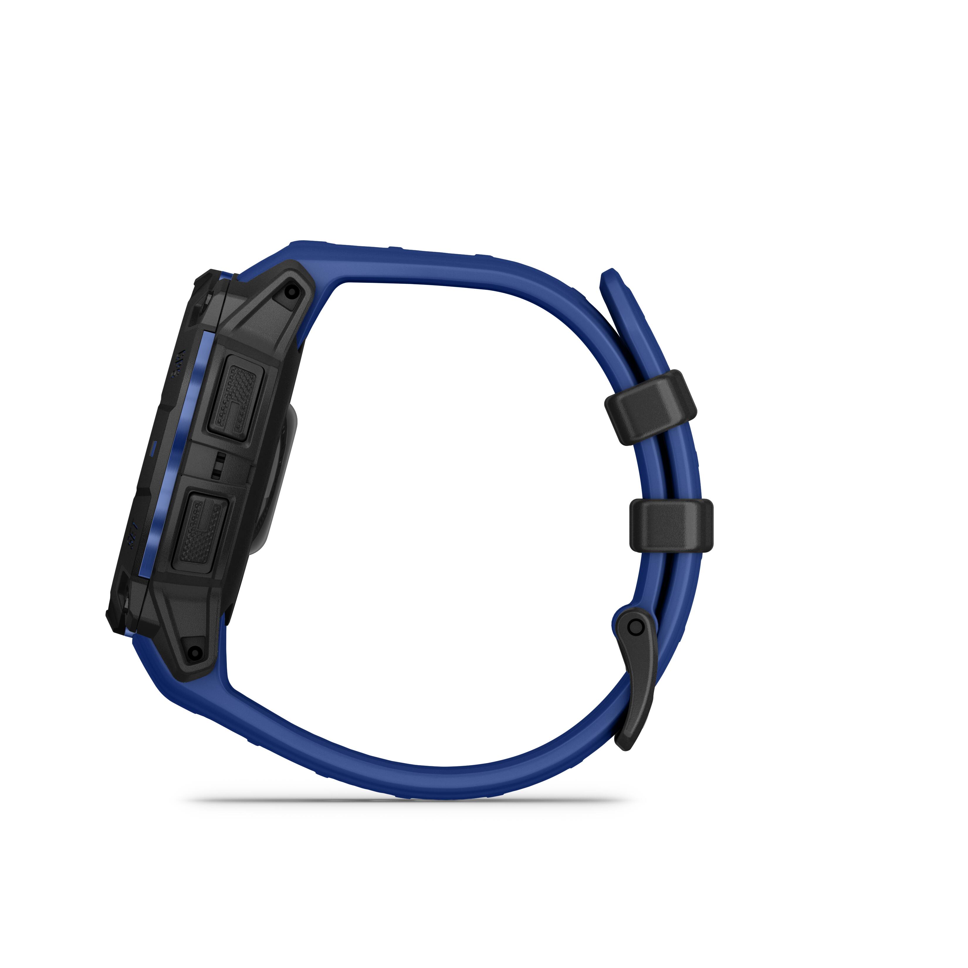 Alt View 6. Garmin - Instinct 3 AMOLED GPS Smartwatch 45 mm Fiber-reinforced Polymer - Black with bolt blue/black silicone band.