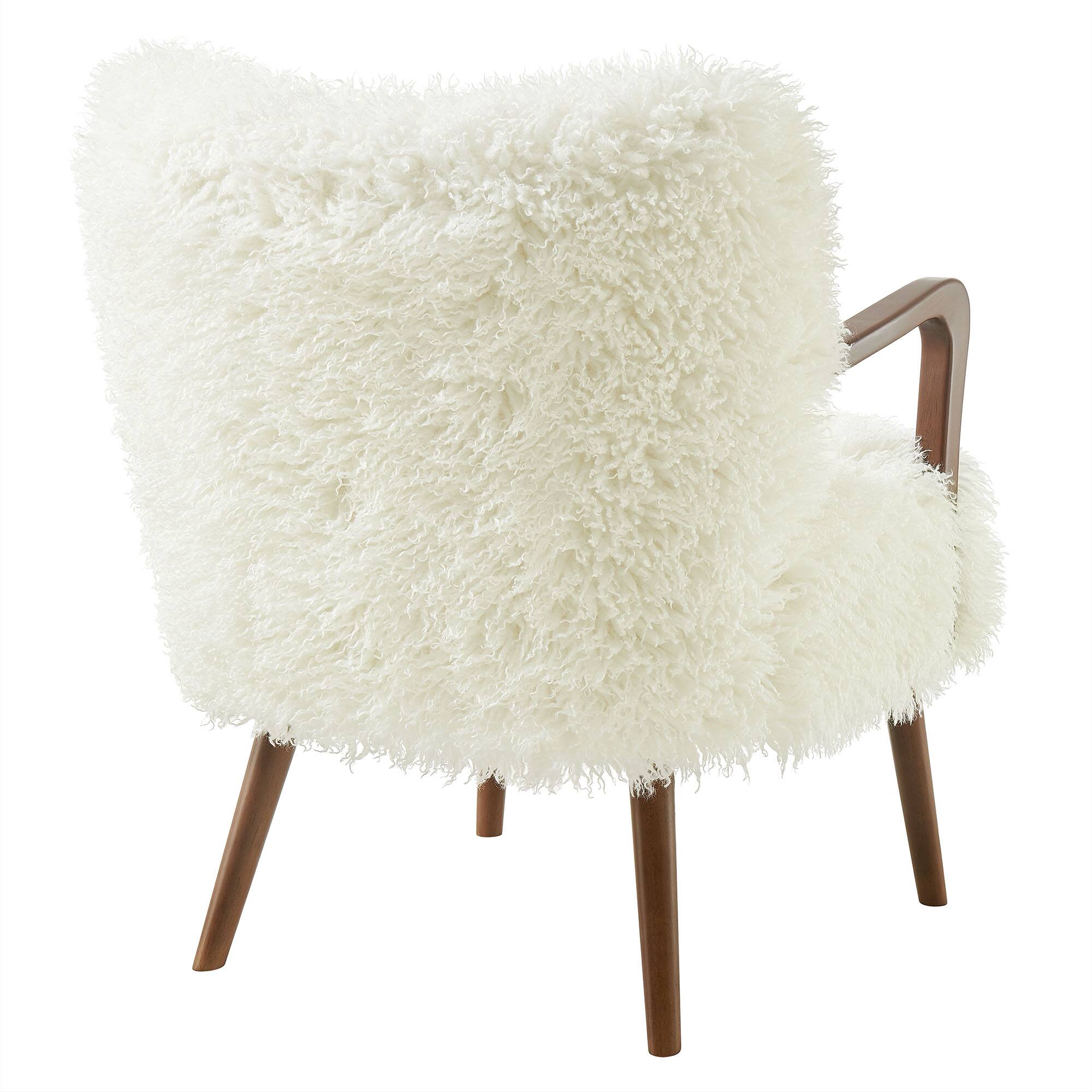 Alt View 3. Modway - Zerra Faux Shearling Accent Armchair by Modway - White.