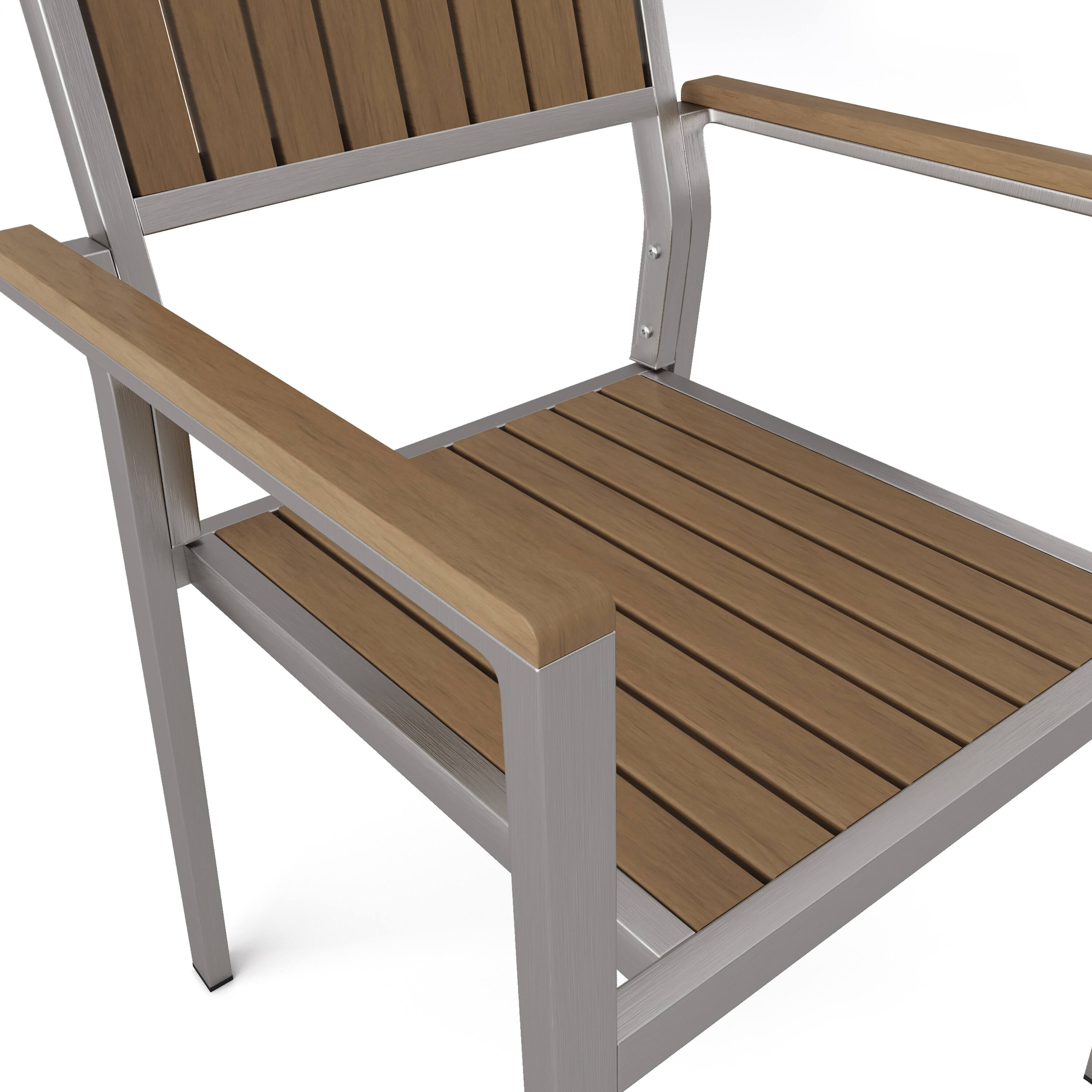 Alt View 7. Lirago - 21 Inch Dining Chairs Set of 2 Aluminum Frame with Wood Accent Sturdy Outdoor Indoor Use - Natural.