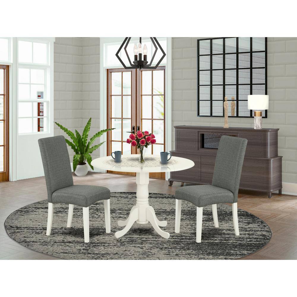 Left. East West Furniture - Dining Room Set Linen White - Brown.