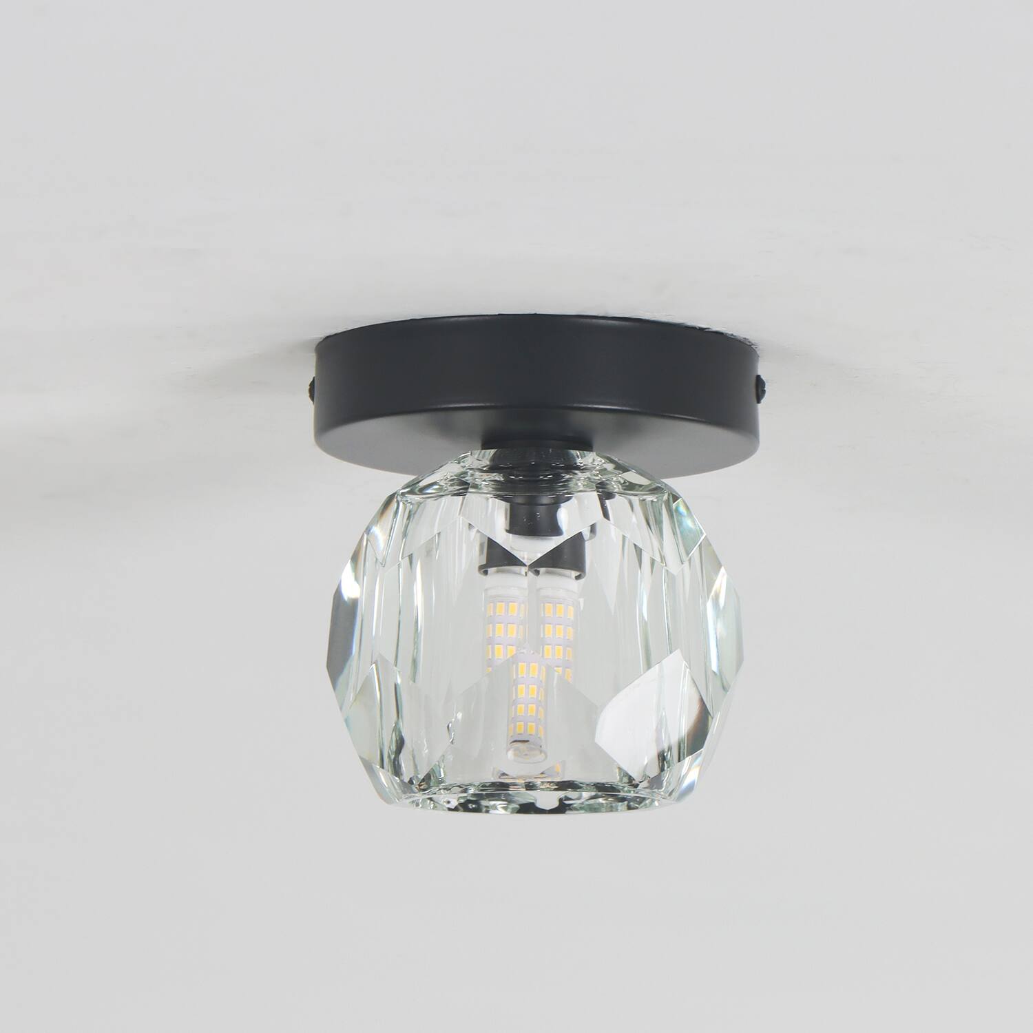 Alt View 2. Umeiluce - 1-Light 4.7" Crystal Flush Mount Ceiling Light Matte Black - Matte Black.
