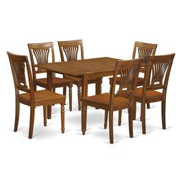 East West Furniture - 7 Pc Kitchen nook Dining set-Kitchen Table 6 Chairs for Dining room - Saddle Brown
